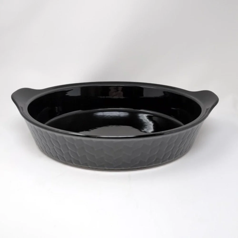 Temptations by Tara Carved Willow 4 Quart Oval Baker Baking Dish Black Oven Safe